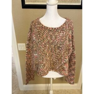 Storia Women's Popcorn Knit Cropped Sweater, Multicolored, Medium , Relaxed Fit